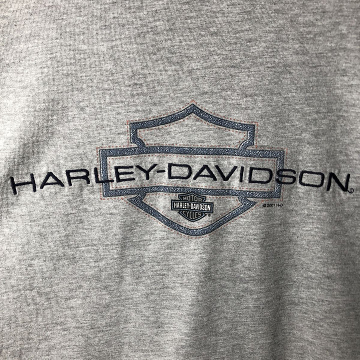 2000'S Harley-Davidson Motorcycle Long Sleeve T-Shirt, Made in USA, Men's Size XXL cotton gray type Vintage Second Hand