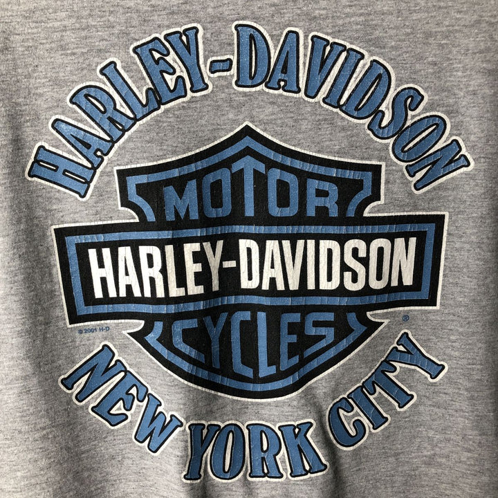 2000'S Harley-Davidson Motorcycle Long Sleeve T-Shirt, Made in USA, Men's Size XXL cotton gray type Vintage Second Hand