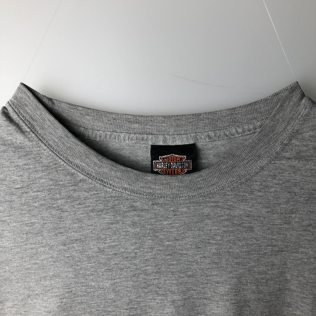 2000'S Harley-Davidson Motorcycle Long Sleeve T-Shirt, Made in USA, Men's Size XXL cotton gray type Vintage Second Hand