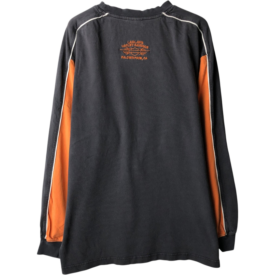 Harley-Davidson Tribal Motorcycle Long-Sleeve T-Shirt (Men's Size L) cotton black type Vintage Second Hand