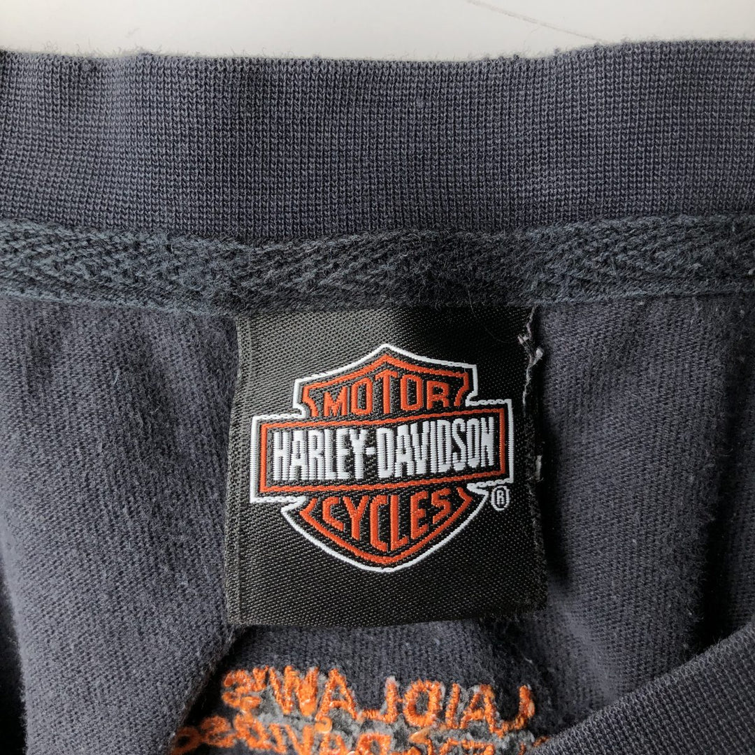 Harley-Davidson Tribal Motorcycle Long-Sleeve T-Shirt (Men's Size L) cotton black type Vintage Second Hand