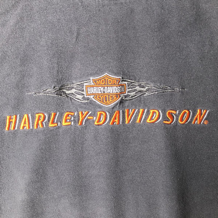 Harley-Davidson Tribal Motorcycle Long-Sleeve T-Shirt (Men's Size L) cotton black type Vintage Second Hand