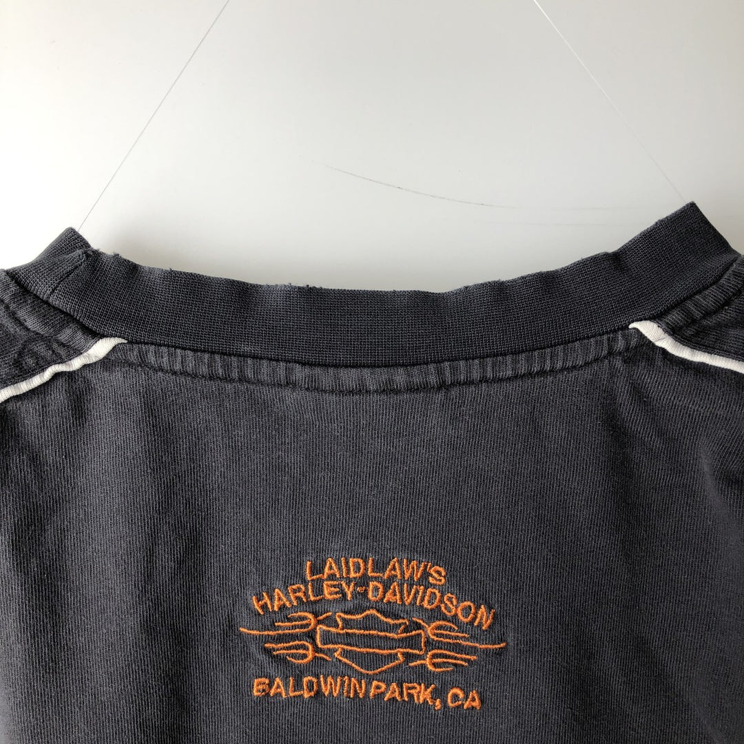 Harley-Davidson Tribal Motorcycle Long-Sleeve T-Shirt (Men's Size L) cotton black type Vintage Second Hand