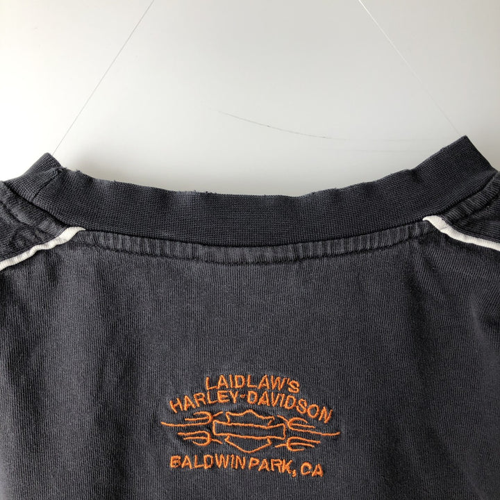 Harley-Davidson Tribal Motorcycle Long-Sleeve T-Shirt (Men's Size L) cotton black type Vintage Second Hand