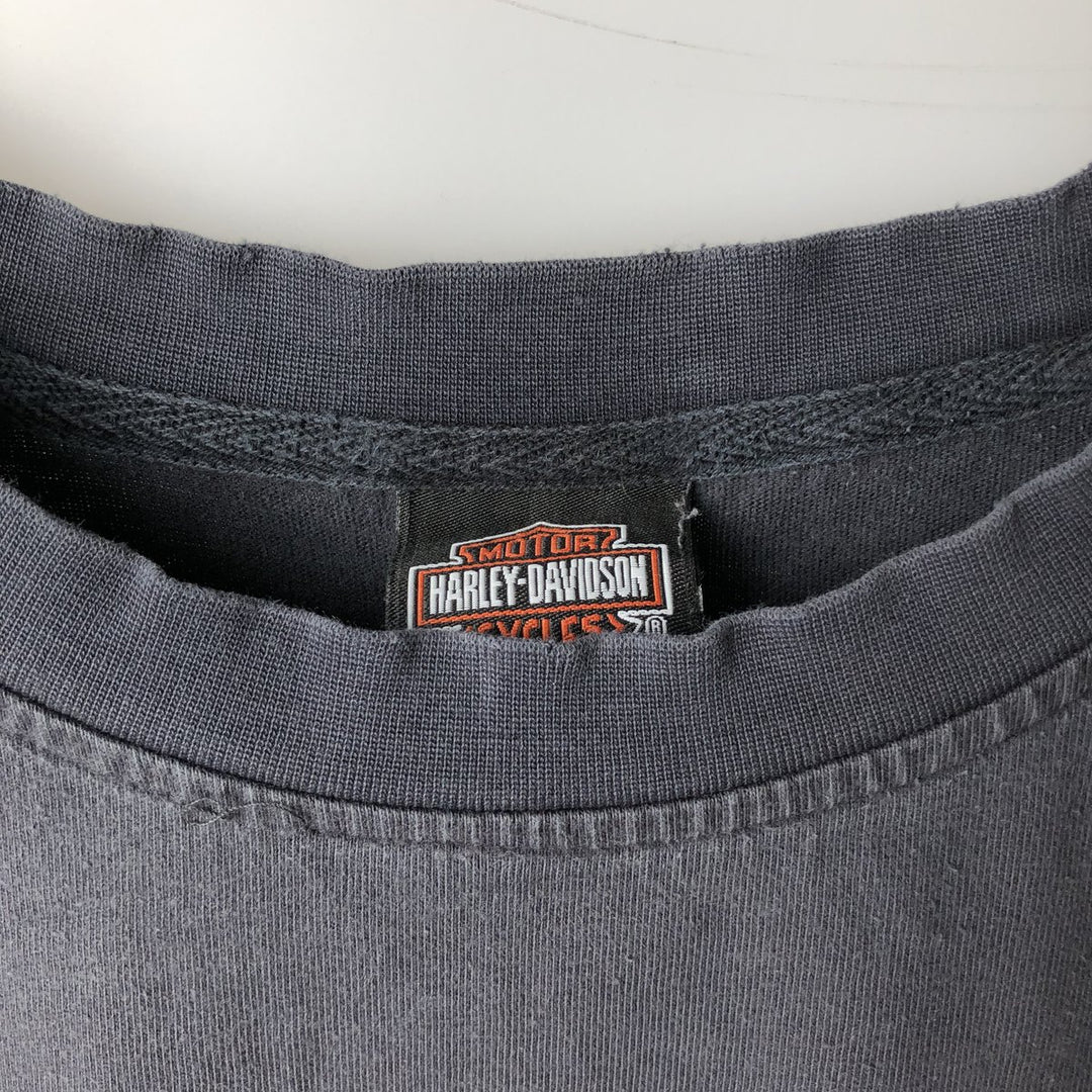 Harley-Davidson Tribal Motorcycle Long-Sleeve T-Shirt (Men's Size L) cotton black type Vintage Second Hand