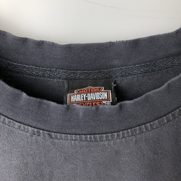 Harley-Davidson Tribal Motorcycle Long-Sleeve T-Shirt (Men's Size L) cotton black type Vintage Second Hand
