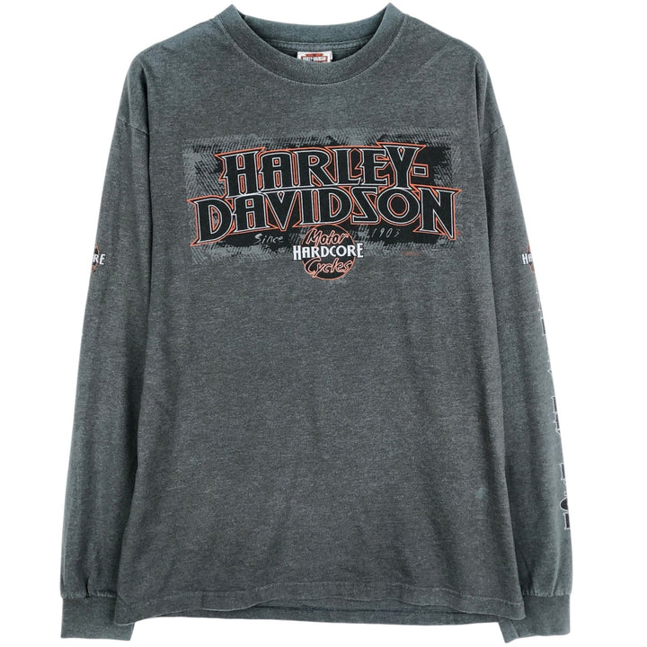 Harley-Davidson Long Sleeve T-Shirt Made in USA Men's Size L cotton gray type Vintage Second Hand