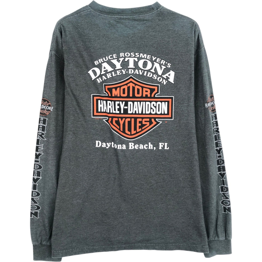 Harley-Davidson Long Sleeve T-Shirt Made in USA Men's Size L cotton gray type Vintage Second Hand