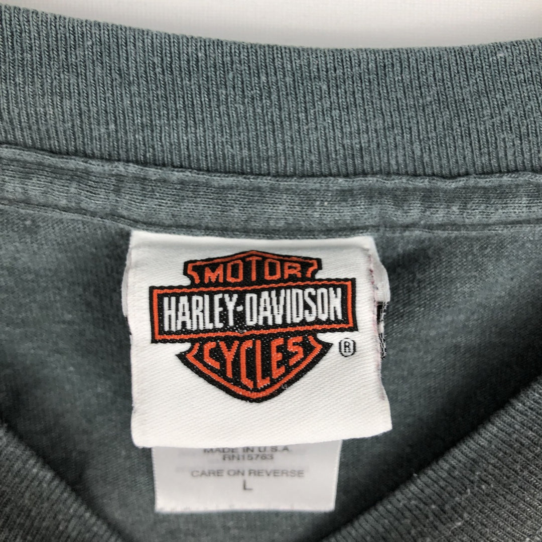 Harley-Davidson Long Sleeve T-Shirt Made in USA Men's Size L cotton gray type Vintage Second Hand