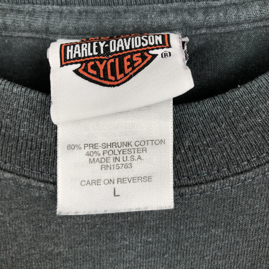 Harley-Davidson Long Sleeve T-Shirt Made in USA Men's Size L cotton gray type Vintage Second Hand