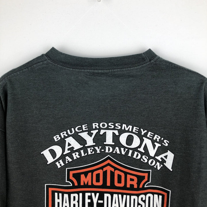 Harley-Davidson Long Sleeve T-Shirt Made in USA Men's Size L cotton gray type Vintage Second Hand