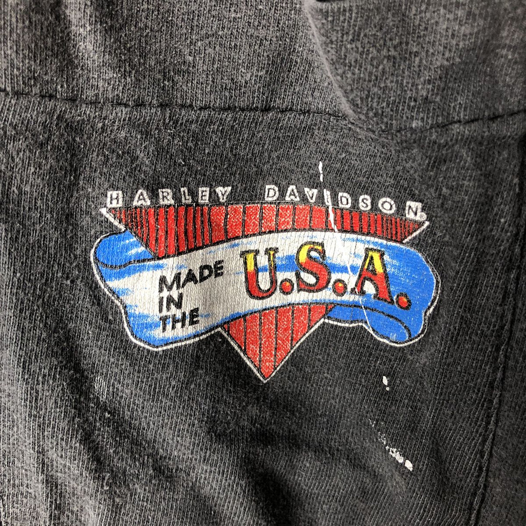 90'S Harley-Davidson Motorcycle Long Sleeve T-Shirt, Made in USA, Men's Size L cotton black type Vintage Second Hand