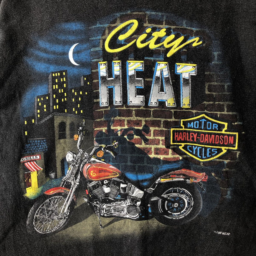90'S Harley-Davidson Motorcycle Long Sleeve T-Shirt, Made in USA, Men's Size L cotton black type Vintage Second Hand
