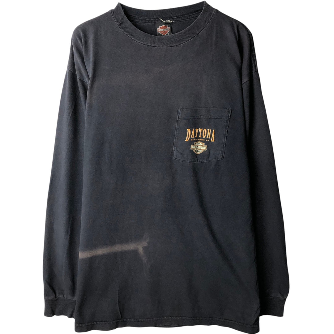 90'S Harley-Davidson long-sleeved T-shirt, Made in USA, Men's XL, Vintage cotton black type Vintage Second Hand