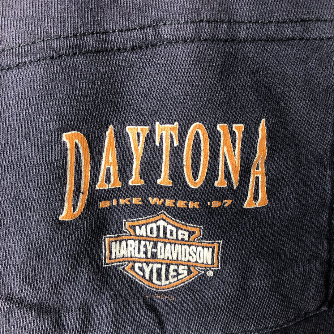 90'S Harley-Davidson long-sleeved T-shirt, Made in USA, Men's XL, Vintage cotton black type Vintage Second Hand
