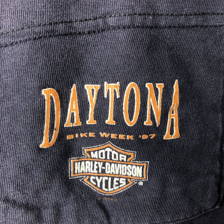 90'S Harley-Davidson long-sleeved T-shirt, Made in USA, Men's XL, Vintage cotton black type Vintage Second Hand