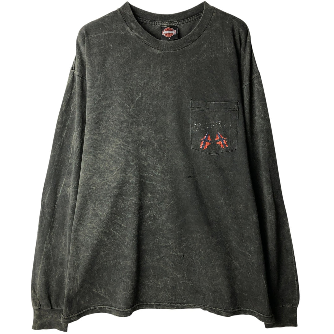 Harley-Davidson Long Sleeve T-Shirt Made in USA Men's Size L cotton Charcoal Vintage Second Hand
