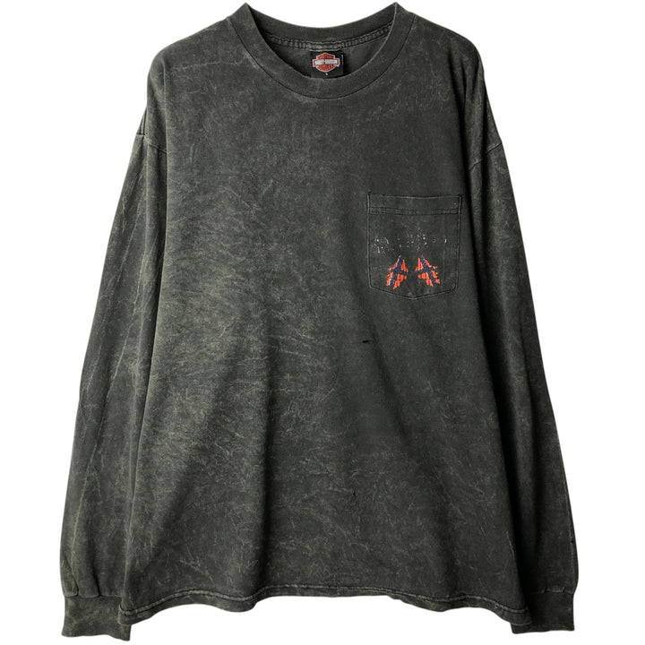 Harley-Davidson Long Sleeve T-Shirt Made in USA Men's Size L cotton Charcoal Vintage Second Hand