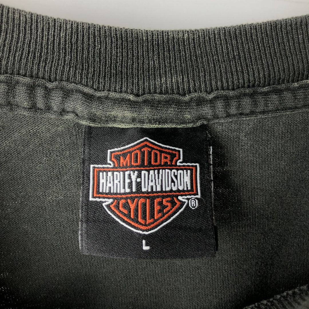 Harley-Davidson Long Sleeve T-Shirt Made in USA Men's Size L cotton Charcoal Vintage Second Hand
