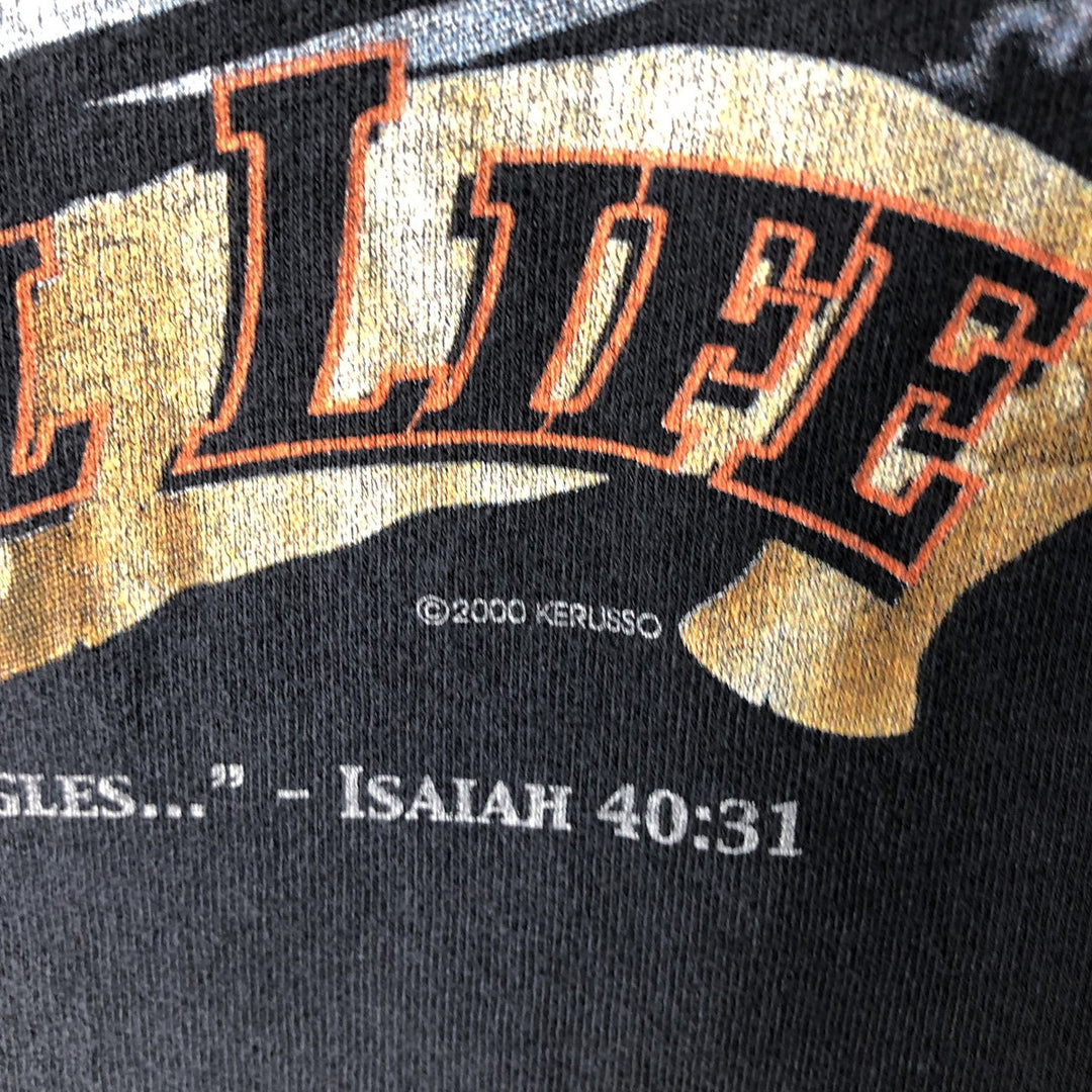 2000'S ALSTYLE Eagle Pattern Parody Motorcycle Long-Sleeve T-Shirt (Men's Size M) cotton black type Vintage Second Hand