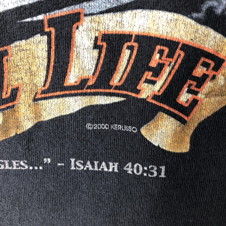 2000'S ALSTYLE Eagle Pattern Parody Motorcycle Long-Sleeve T-Shirt (Men's Size M) cotton black type Vintage Second Hand