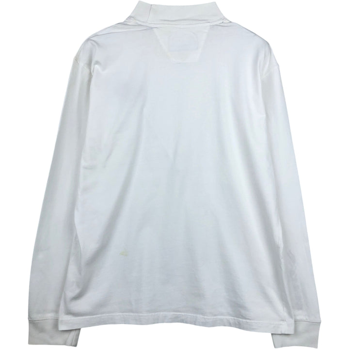 Harley-Davidson Fire Pattern Mock Neck Long-Sleeve T-Shirt (Men's Size M) cotton white type Vintage Second Hand