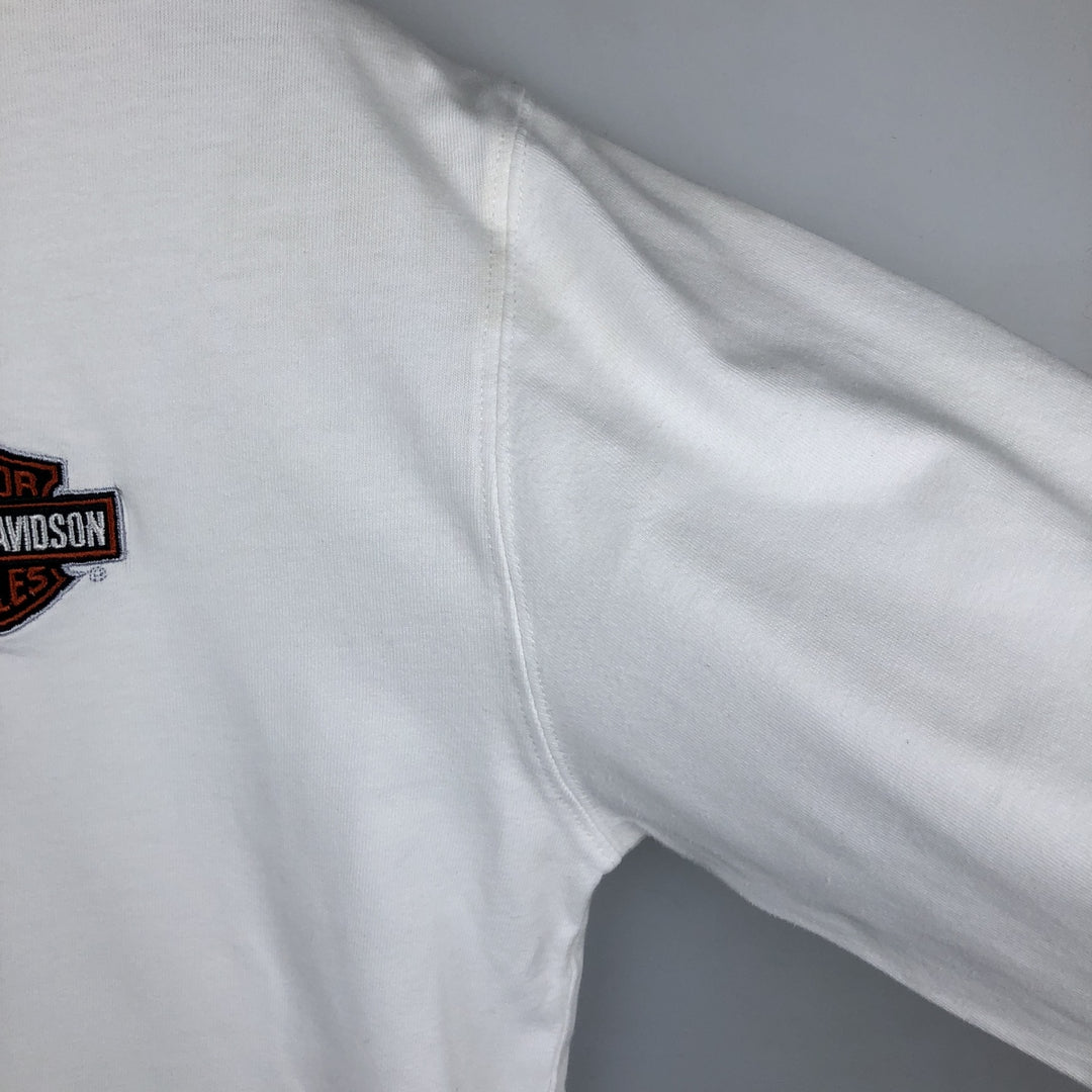 Harley-Davidson Fire Pattern Mock Neck Long-Sleeve T-Shirt (Men's Size M) cotton white type Vintage Second Hand