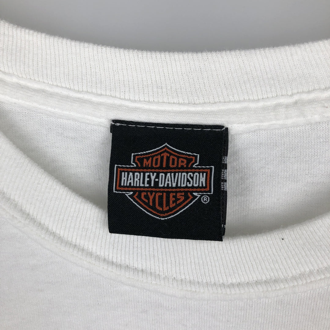 Harley-Davidson Eagle Pattern Stars and Stripes Long-Sleeve T-Shirt (Men's XL equivalent) cotton white type Vintage Second Hand