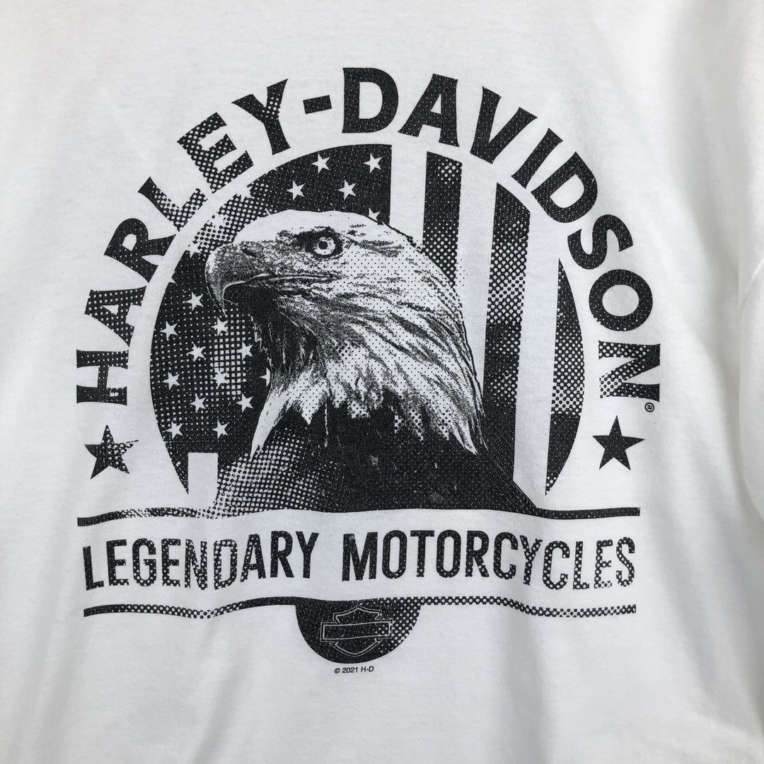 Harley-Davidson Eagle Pattern Stars and Stripes Long-Sleeve T-Shirt (Men's XL equivalent) cotton white type Vintage Second Hand