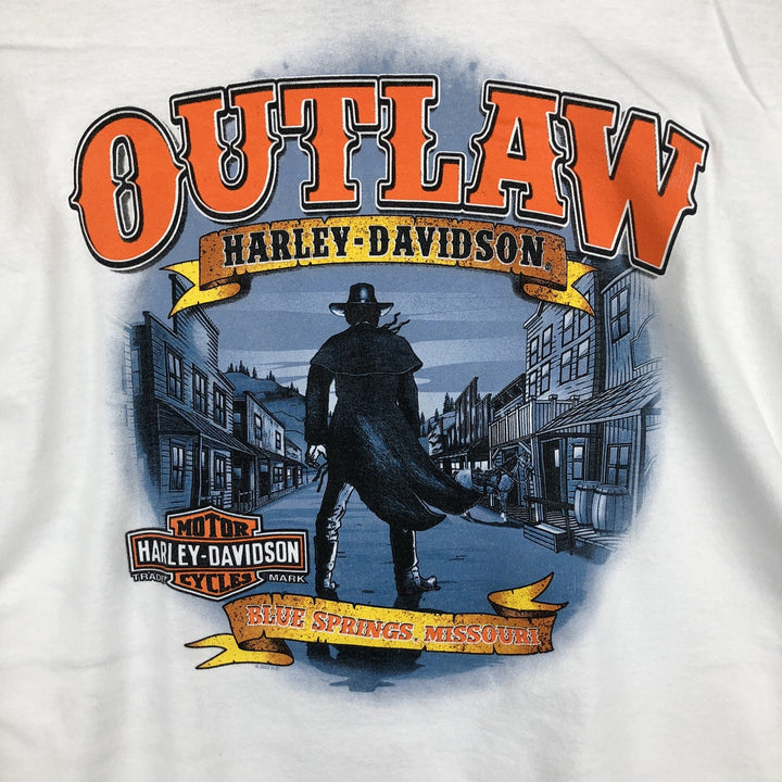 Harley-Davidson Eagle Pattern Stars and Stripes Long-Sleeve T-Shirt (Men's XL equivalent) cotton white type Vintage Second Hand