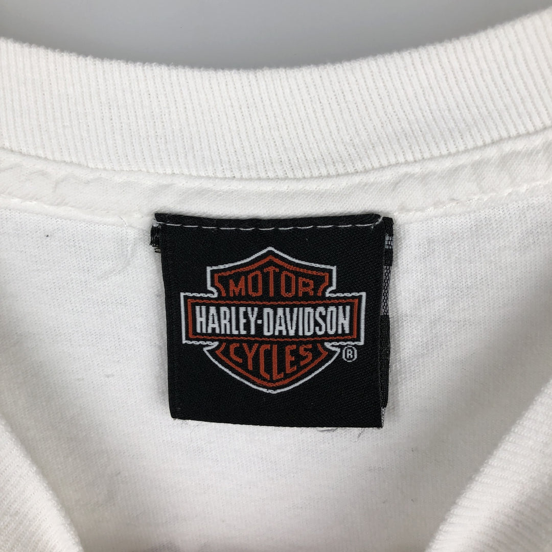 Harley-Davidson Motorcycle American Flag Pattern Long-Sleeve T-Shirt (Men's Size M) unclear white type Vintage Second Hand
