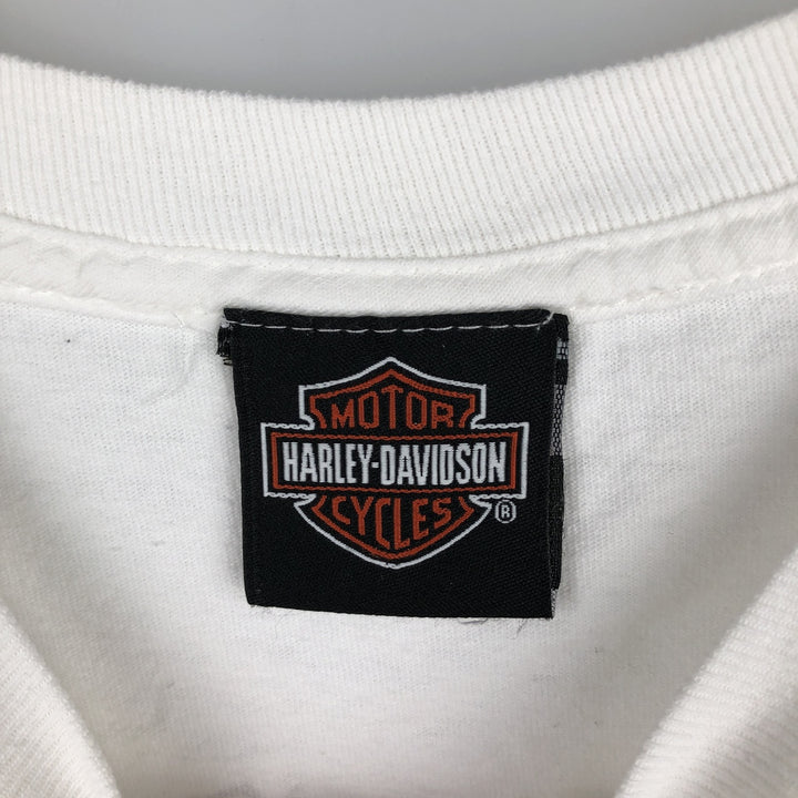 Harley-Davidson Motorcycle American Flag Pattern Long-Sleeve T-Shirt (Men's Size M) unclear white type Vintage Second Hand
