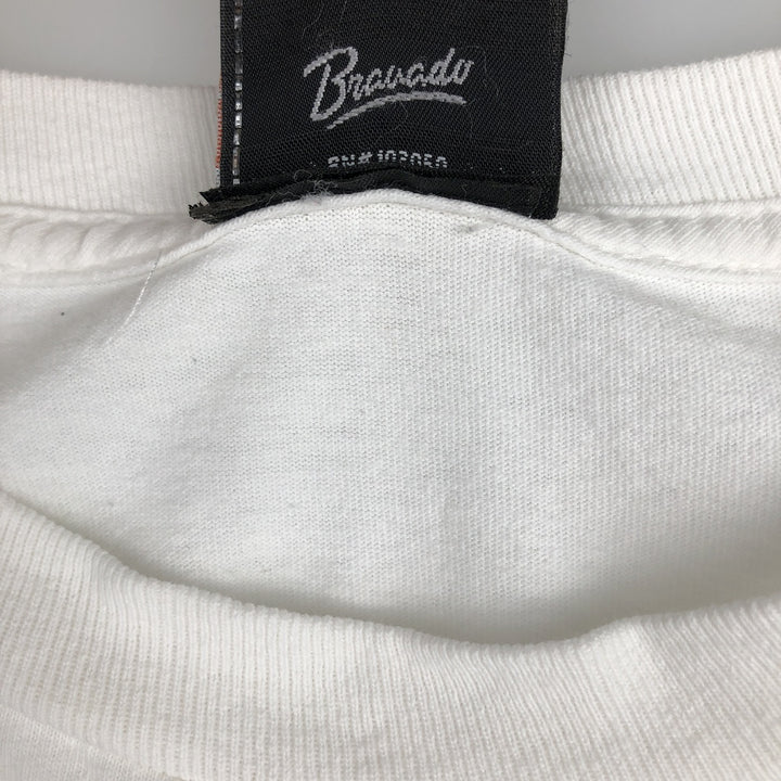 Harley-Davidson Motorcycle American Flag Pattern Long-Sleeve T-Shirt (Men's Size M) unclear white type Vintage Second Hand