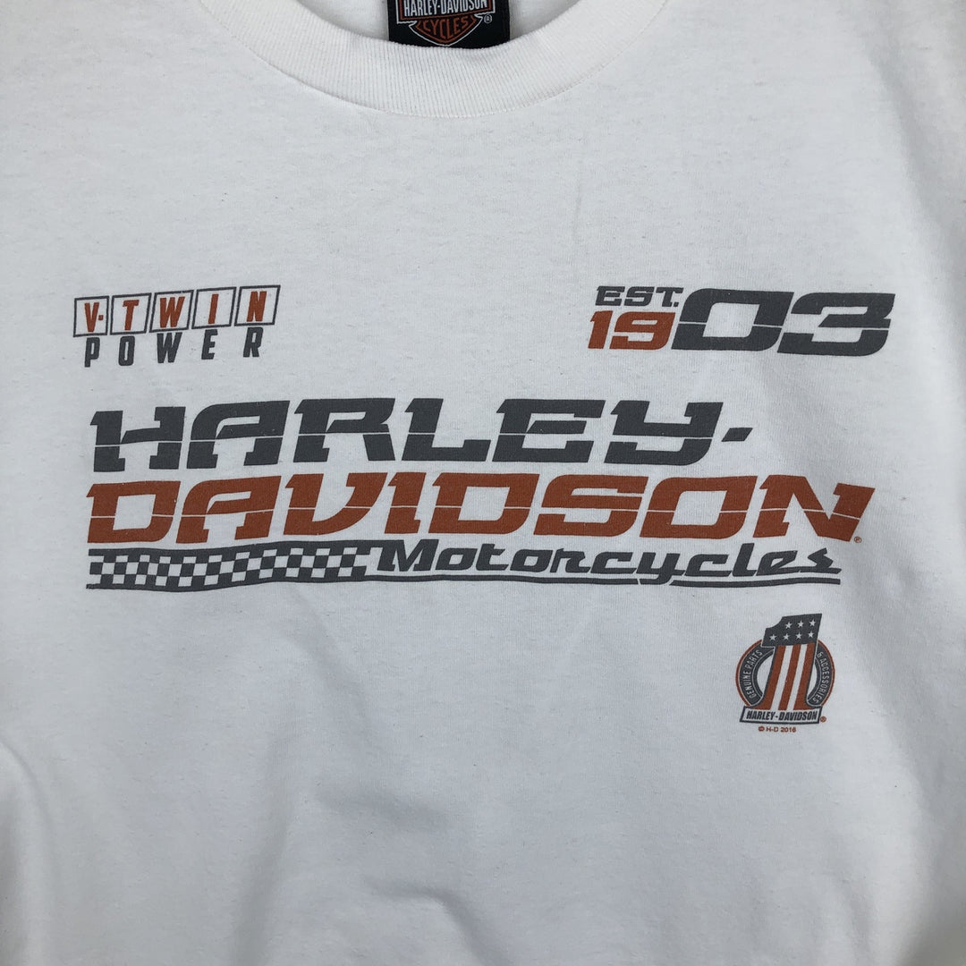Harley-Davidson Motorcycle American Flag Pattern Long-Sleeve T-Shirt (Men's Size M) unclear white type Vintage Second Hand