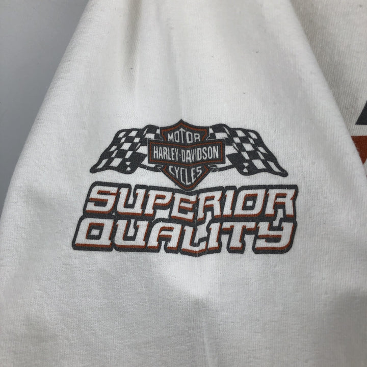 Harley-Davidson Motorcycle American Flag Pattern Long-Sleeve T-Shirt (Men's Size M) unclear white type Vintage Second Hand