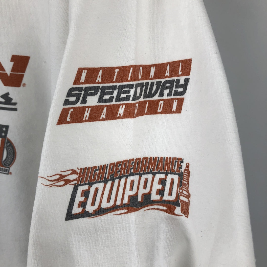 Harley-Davidson Motorcycle American Flag Pattern Long-Sleeve T-Shirt (Men's Size M) unclear white type Vintage Second Hand