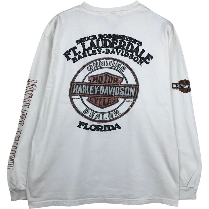 Harley-Davidson Long Sleeve T-Shirt Made in USA Men's Size L cotton white type Vintage Second Hand