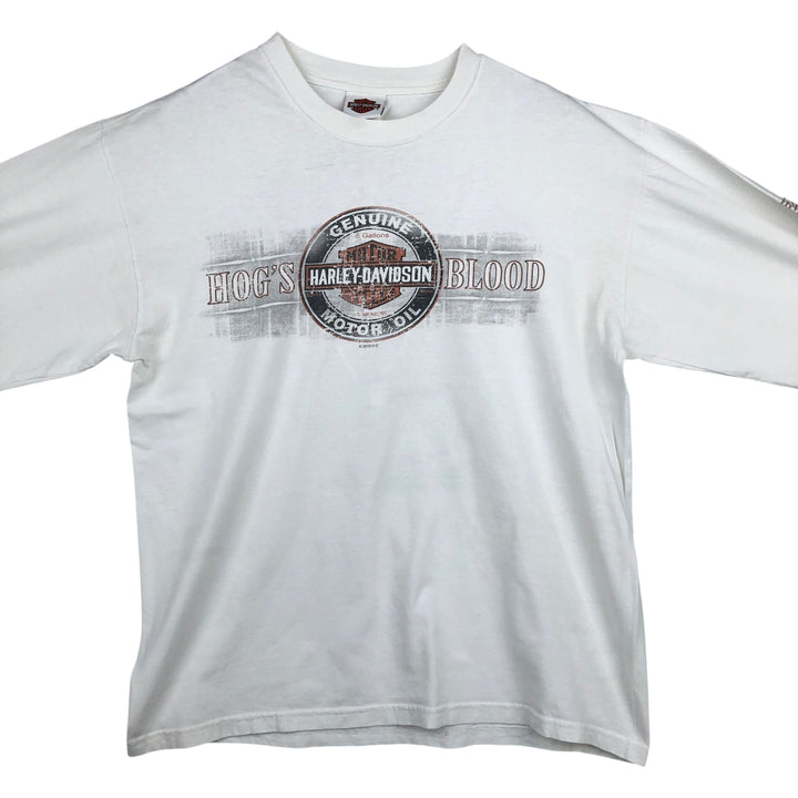 Harley-Davidson Long Sleeve T-Shirt Made in USA Men's Size L cotton white type Vintage Second Hand