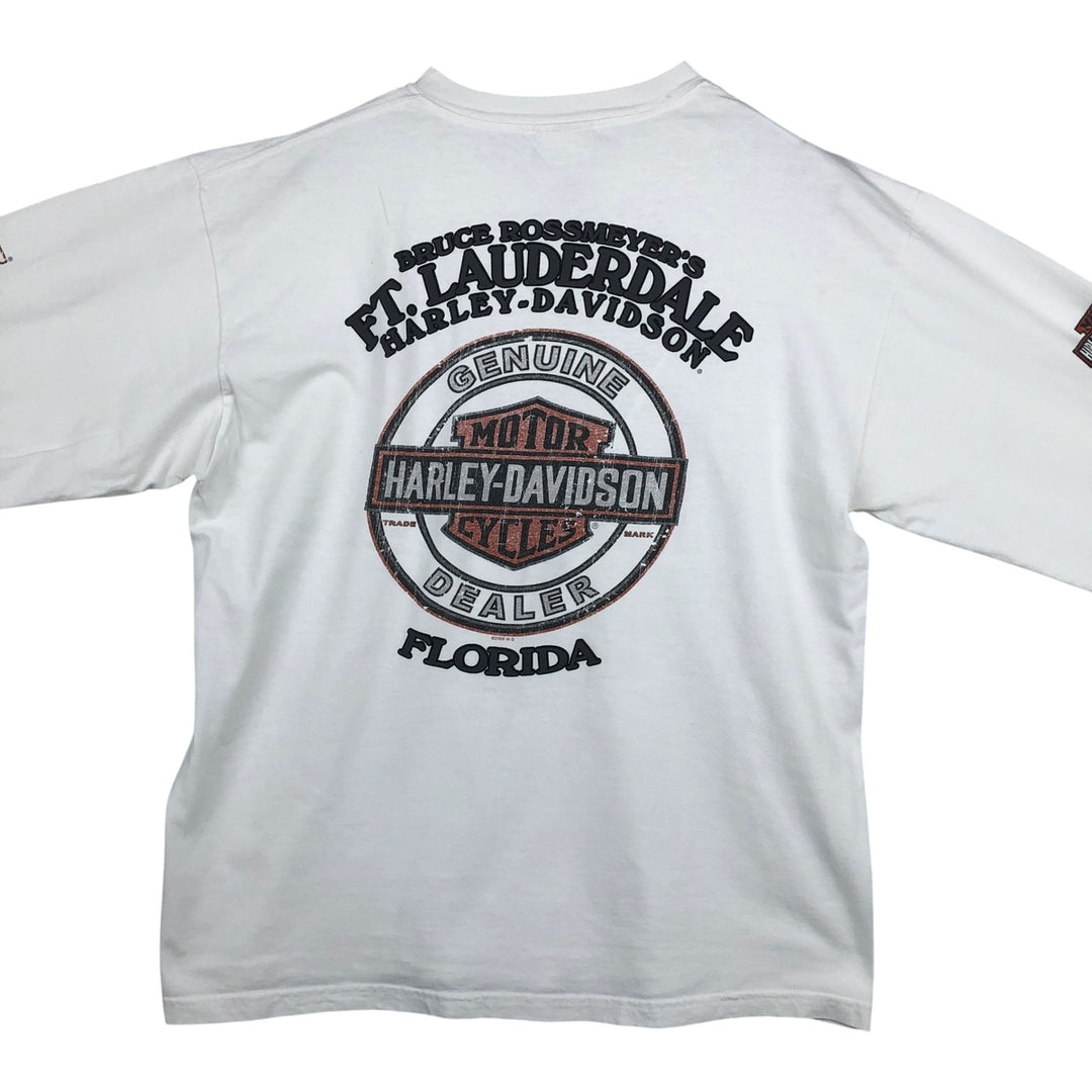 Harley-Davidson Long Sleeve T-Shirt Made in USA Men's Size L cotton white type Vintage Second Hand