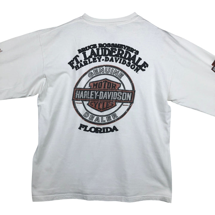 Harley-Davidson Long Sleeve T-Shirt Made in USA Men's Size L cotton white type Vintage Second Hand