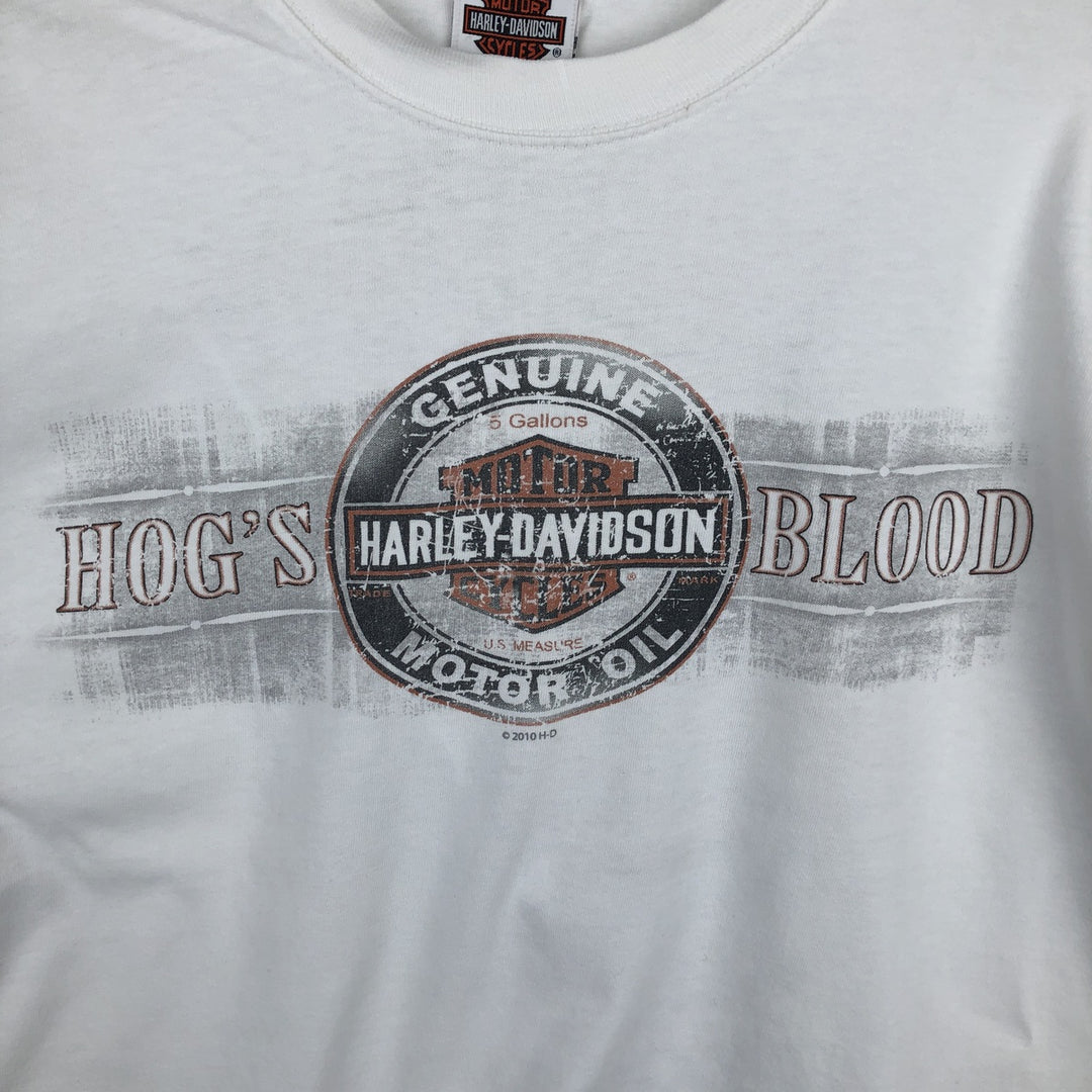 Harley-Davidson Long Sleeve T-Shirt Made in USA Men's Size L cotton white type Vintage Second Hand