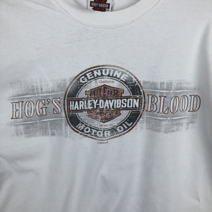 Harley-Davidson Long Sleeve T-Shirt Made in USA Men's Size L cotton white type Vintage Second Hand