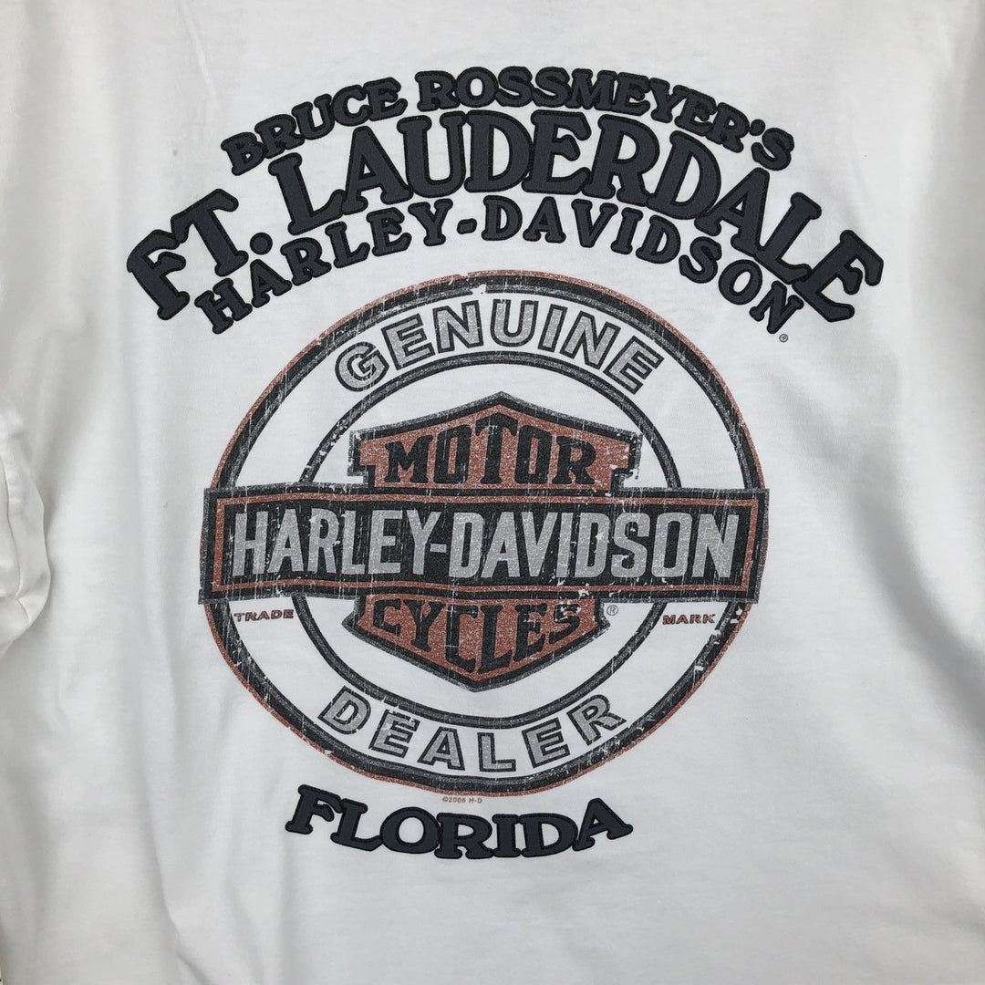 Harley-Davidson Long Sleeve T-Shirt Made in USA Men's Size L cotton white type Vintage Second Hand