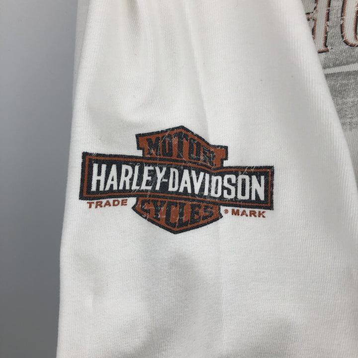 Harley-Davidson Long Sleeve T-Shirt Made in USA Men's Size L cotton white type Vintage Second Hand
