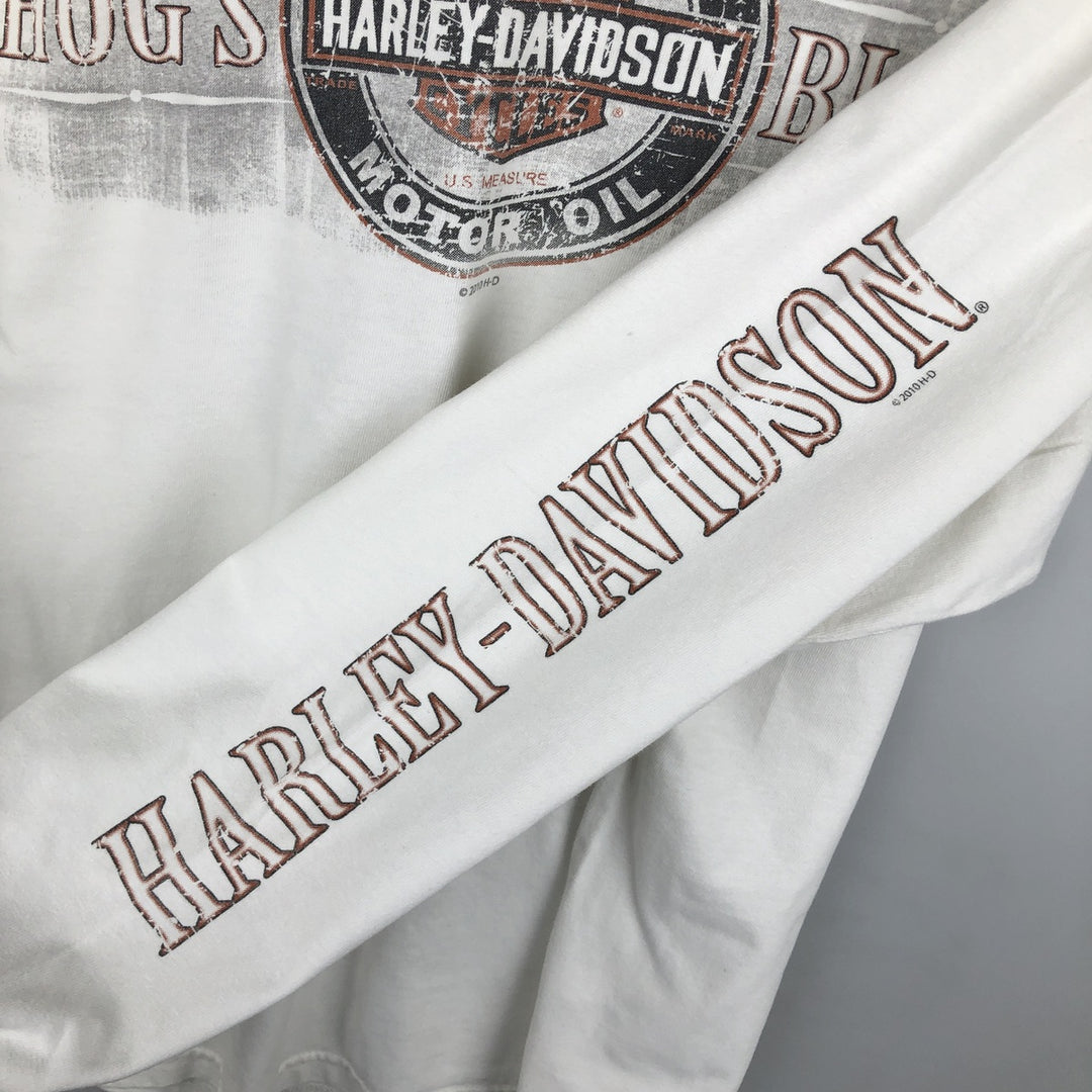 Harley-Davidson Long Sleeve T-Shirt Made in USA Men's Size L cotton white type Vintage Second Hand