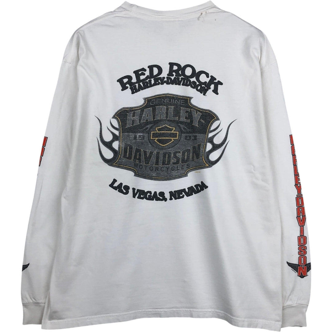 Harley-Davidson Long Sleeve T-Shirt, Men's XL Size unclear white type Vintage Second Hand