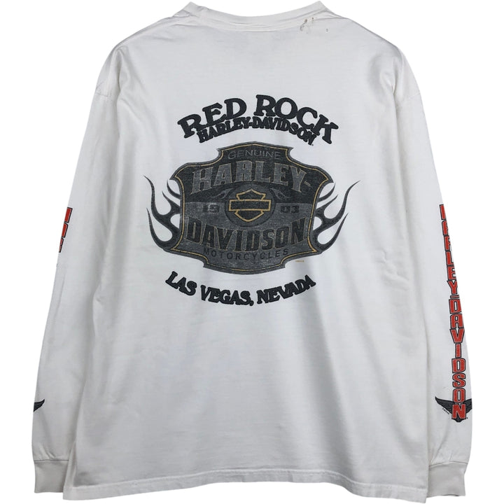 Harley-Davidson Long Sleeve T-Shirt, Men's XL Size unclear white type Vintage Second Hand