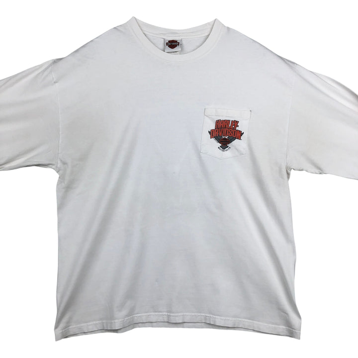 Harley-Davidson Long Sleeve T-Shirt, Men's XL Size unclear white type Vintage Second Hand