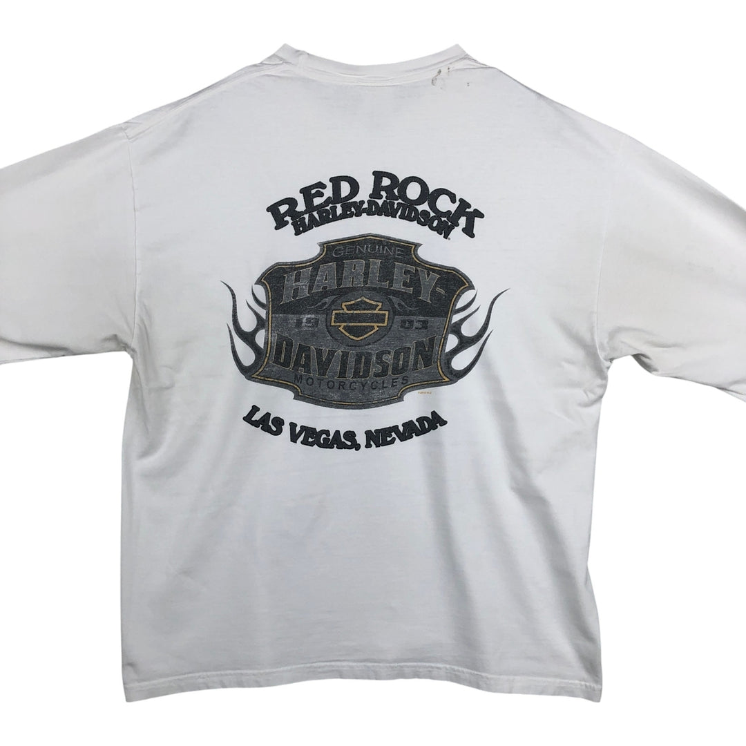 Harley-Davidson Long Sleeve T-Shirt, Men's XL Size unclear white type Vintage Second Hand