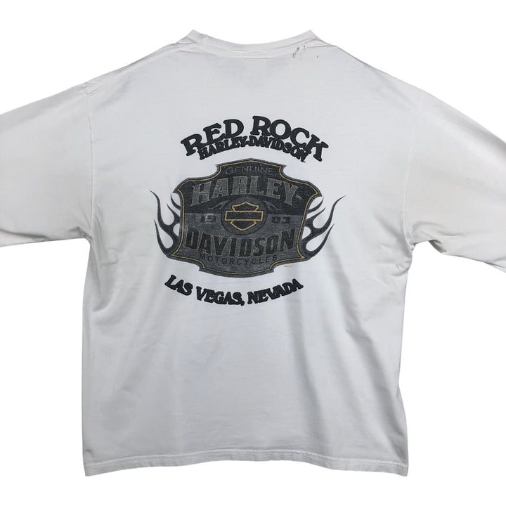 Harley-Davidson Long Sleeve T-Shirt, Men's XL Size unclear white type Vintage Second Hand